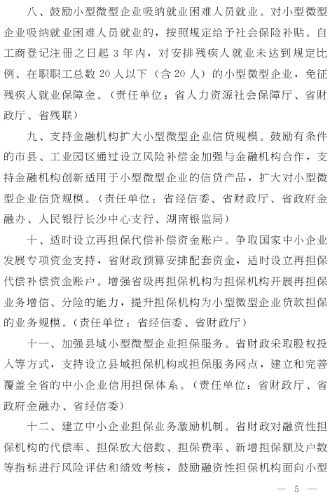 湘政發(fā)（2015）13號《湖南省人民政府關(guān)于進(jìn)一步扶持小型微型企業(yè)健康發(fā)展的實(shí)施意見(jiàn)》5