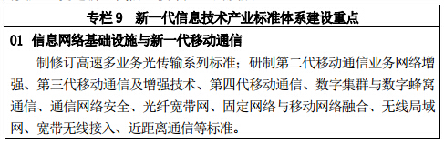 專(zhuān)欄 9	新一代信息技術(shù)產(chǎn)業(yè)標準體系建設重點(diǎn)