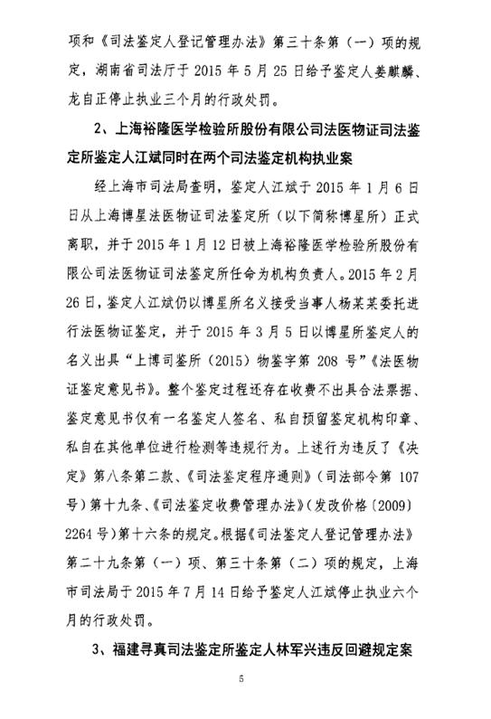 司發(fā)通〔2016〕47號《司法部關(guān)于司法鑒定違法違規行為處罰情況的通報》(全文)4